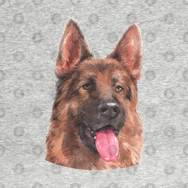 German Shepherd Watercolor Art by doglovershirts